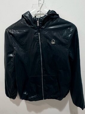 United Colors of Benetton Black Full Zip Fleece Lined Jacket Size XL /13/14